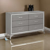 Sami 58 Inch Wide Dresser, 6 Drawers, Mirror Trim, Embossed Texture, Gray By Casagear Home