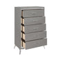 Sami 49 Inch Tall Dresser 5 Drawers Mirror Trim Embossed Texture Gray By Casagear Home BM309514