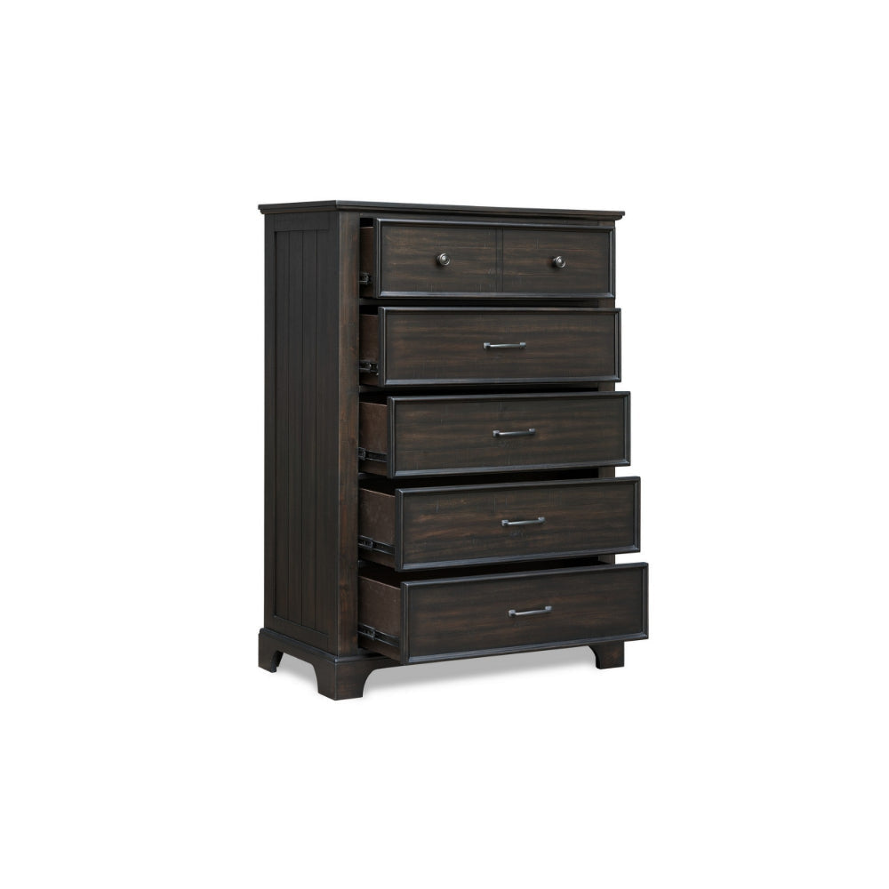 Annu 56 Inch Tall Dresser 6 Drawers Felt and Cedar Lining Walnut Brown By Casagear Home BM309519