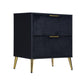 Moko 26 Inch Nightstand 2 Ribbed Soft Upholstered Drawers Black Gold By Casagear Home BM309526