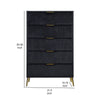 Moko 51 Inch Tall Dresser 5 Soft Upholstered Drawers Black Gold By Casagear Home BM309529