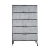 Moko 51 Inch Tall Dresser 5 Fabirc Upholstered Drawers Gray Nickel By Casagear Home BM309530