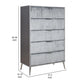 Moko 51 Inch Tall Dresser 5 Fabirc Upholstered Drawers Gray Nickel By Casagear Home BM309530