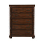 Akil 54 Inch Tall Dresser with 5 Drawers Floral Carved Cherry Brown Wood By Casagear Home BM309535