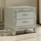 Bet 28 Inch Nightstand, 2 Rhinestone Inlaid Drawers, Chrome Handles, Silver By Casagear Home