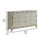 Bet 65 Inch Dresser 6 Rhinestone Inlaid Drawers Chrome Handles Silver By Casagear Home BM309538