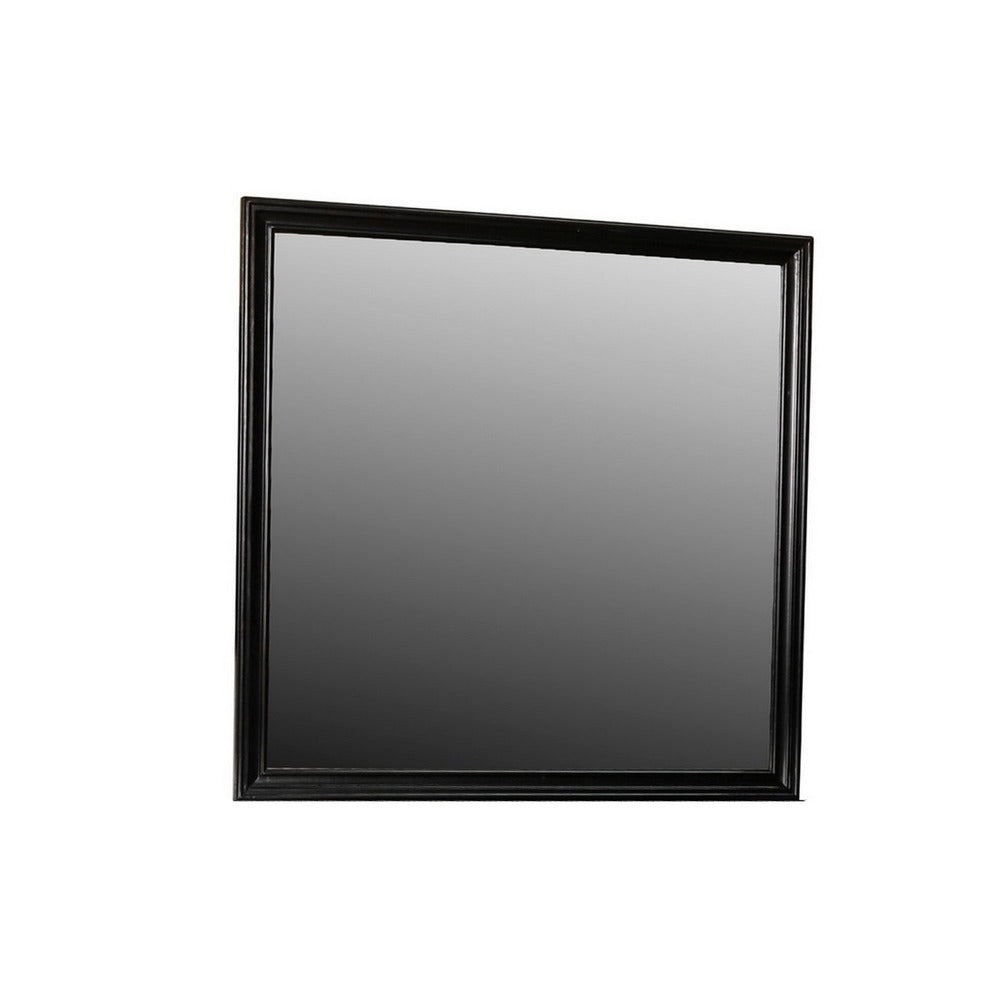 Umi 39 x 39 Dresser Mirror Molded Design Solid Wood Black Square Frame By Casagear Home BM309546