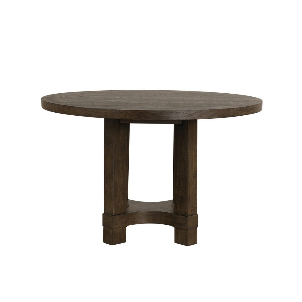 Cora 48 Inch Dining Table Round Rubberwood Frame Brown Ash Veneer By Casagear Home BM309555