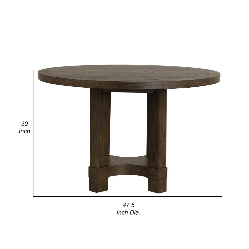 Cora 48 Inch Dining Table Round Rubberwood Frame Brown Ash Veneer By Casagear Home BM309555