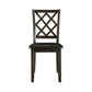 Ava 21 Inch Dining Chair Set of 2 Lattice Back Brown Rubberwood Frame By Casagear Home BM309558