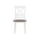 Dera 21 Inch Dining Chair Set of 2 Crossed Back White Rubberwood Frame By Casagear Home BM309562