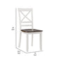 Dera 21 Inch Dining Chair Set of 2 Crossed Back White Rubberwood Frame By Casagear Home BM309562