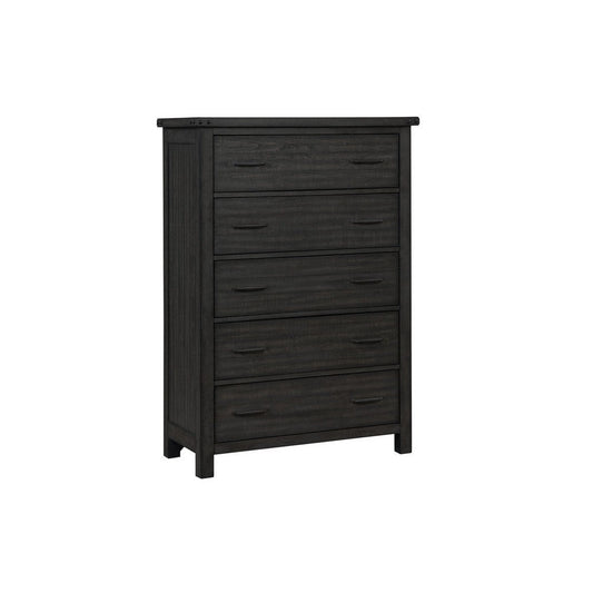 Galle 58 Inch Tall Dresser Chest with 5 Drawers, Metal Handles, Gray Wood By Casagear Home