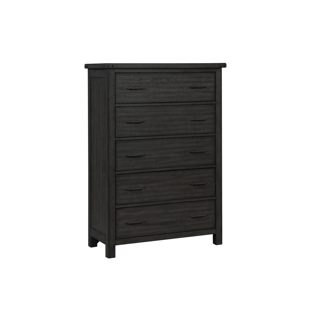 Galle 58 Inch Tall Dresser Chest with 5 Drawers Metal Handles Gray Wood By Casagear Home BM309567