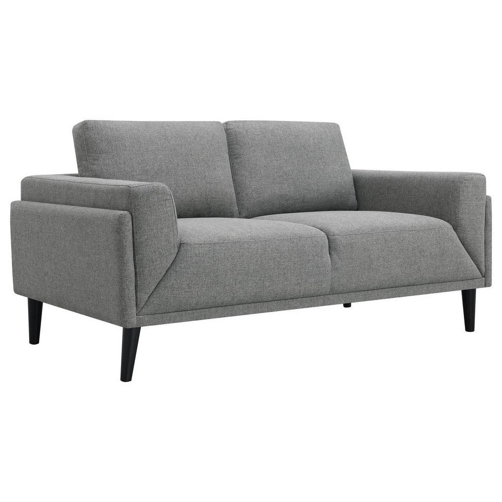 Fiza 64 Inch Loveseat, Gray Polyester, Track Arms, Pocket Coil Seats By Casagear Home