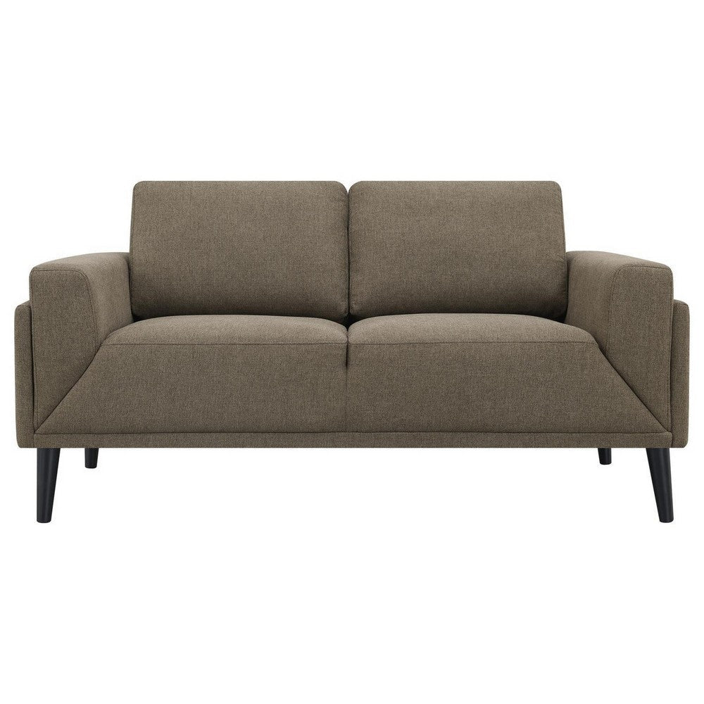 Fiza 64 Inch Loveseat Taupe Polyester Track Arms Pocket Coil Seats By Casagear Home BM309591