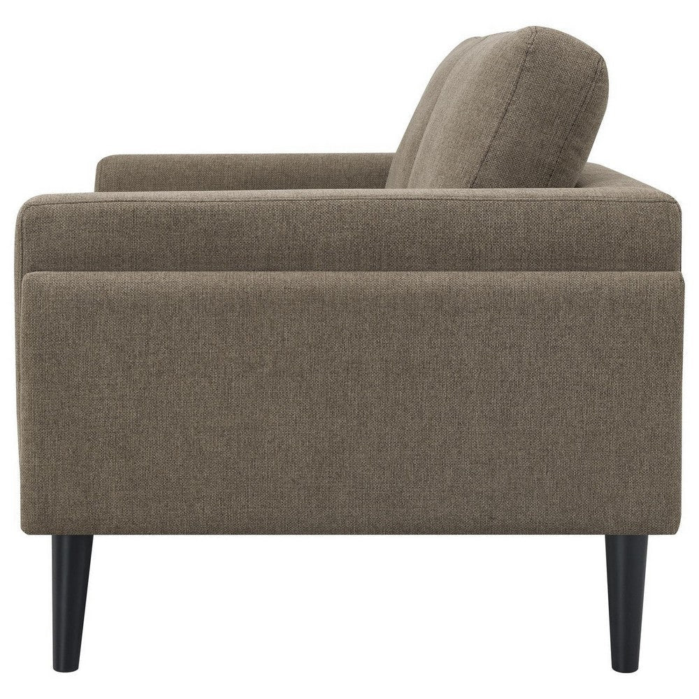 Fiza 64 Inch Loveseat Taupe Polyester Track Arms Pocket Coil Seats By Casagear Home BM309591