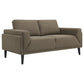 Fiza 64 Inch Loveseat, Taupe Polyester, Track Arms, Pocket Coil Seats By Casagear Home