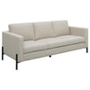 Zoya 82 Inch Sofa, Track Arms, Oatmeal Beige Fabric, Herringbone Design  By Casagear Home