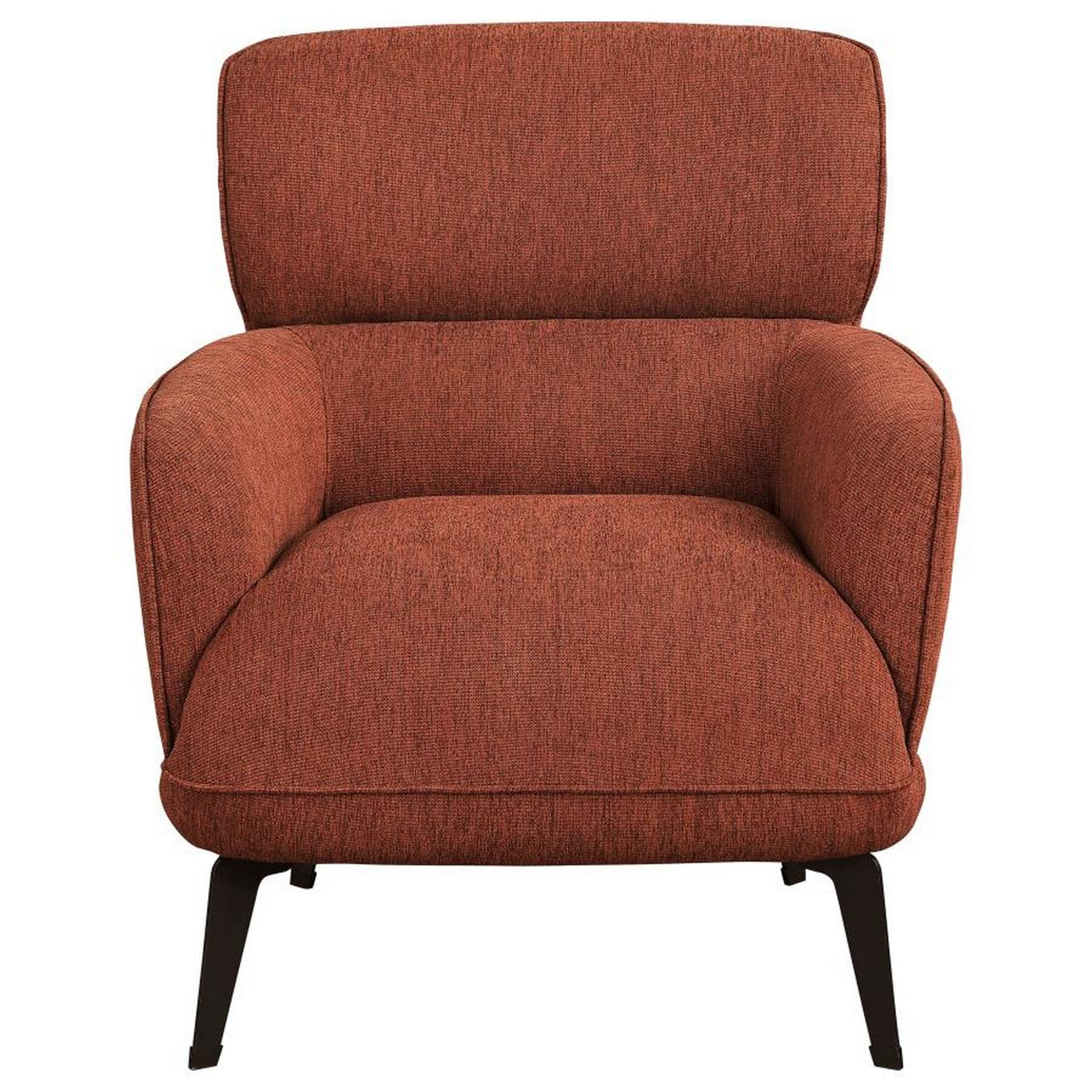 Dup 34 Inch Accent Chair Cushioned Seat Rounded Track Arms Muted Orange By Casagear Home BM309612