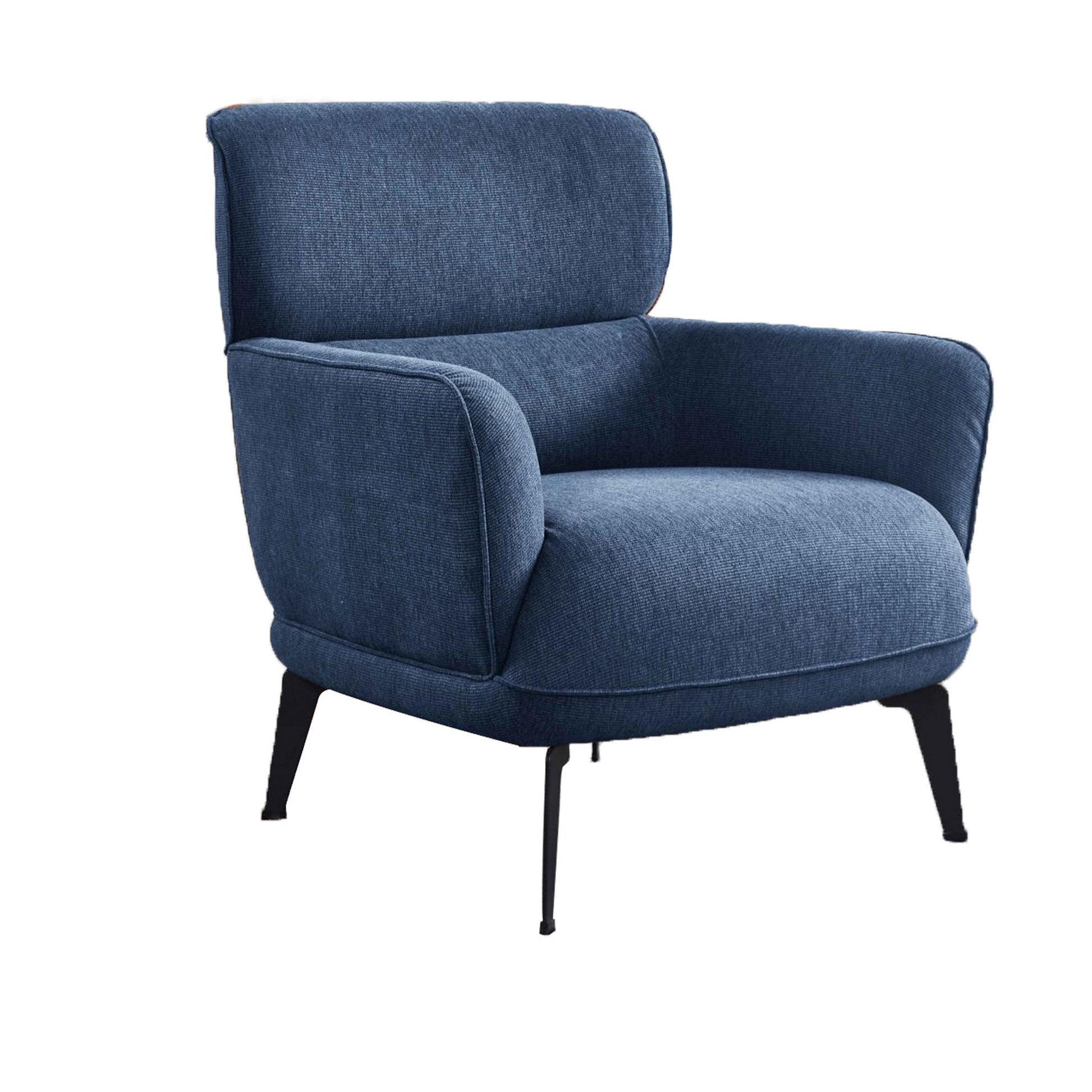 Dup 34 Inch Accent Chair Cushioned Seat Rounded Track Arms Muted Blue By Casagear Home BM309614