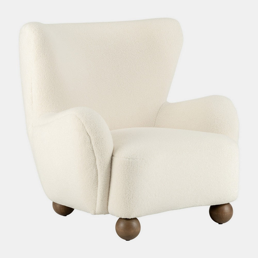 38 Inch Armchair, Wingback Design, Soft Cushioned Seat, Beige Upholstery By Casagear Home