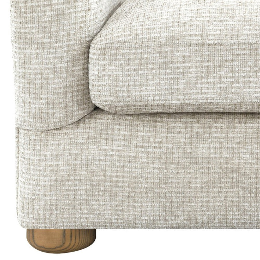 37 Inch Accent Chair Curved Back Soft Cushioned Seat Beige Upholstery By Casagear Home BM309622