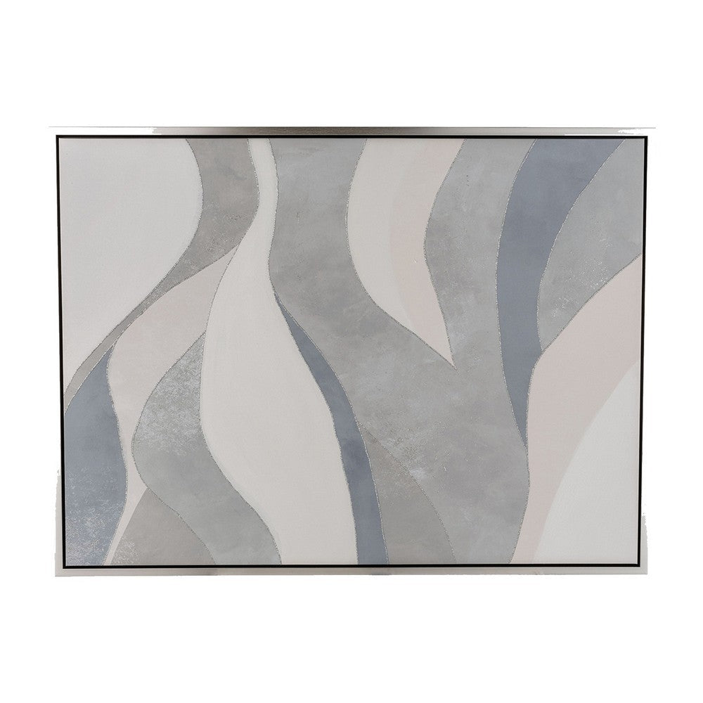 35 x 47 Framed Wall Art Handpainted Green Waves Abstract Modern Sage Green By Casagear Home BM309632