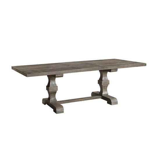 Ray Dining Table, 72-90 Inch Extendable Top, Salvaged Rustic Gray Finish By Casagear Home