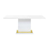 Tyra 71 Inch Dining Table Rectangular White Pedestal Stainless Steel By Casagear Home BM309639