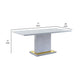 Tyra 71 Inch Dining Table Rectangular Gray Pedestal Stainless Steel By Casagear Home BM309640