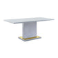 Tyra 71 Inch Dining Table, Rectangular, Gray Pedestal, Stainless Steel By Casagear Home