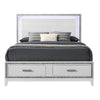 Full Size Bed Panel Headboard 2 Storage Drawers White with Acrylic Inlay By Casagear Home BM309641