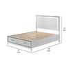 Full Size Bed Panel Headboard 2 Storage Drawers White with Acrylic Inlay By Casagear Home BM309641