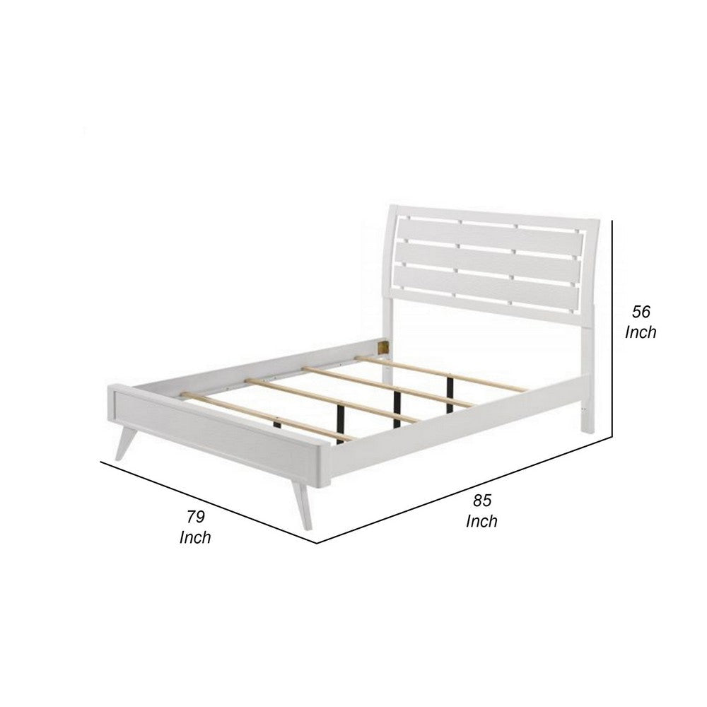 Siam King Size Bed Classic White Rubberwood Slatted Panel Headboard By Casagear Home BM309642