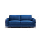 Wiena 79 Inch Sofa Velvet Upholstery Solid Pine Wood Blue and Chrome By Casagear Home BM309648