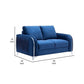 Wiena 59 Inch Loveseat Velvet Upholstery Solid Pine Wood Blue and Chrome By Casagear Home BM309649