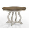 Siki 47 Inch Dining Table, Round Top, Rubberwood, Walnut and Antique White By Casagear Home