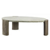 47 Inch Coffee Table Oval Shape Cement Top Smooth Gray and Oak Brown By Casagear Home BM309655