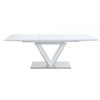 63-86 Inch Dining Table Butterfly Extension Leaf V-Shaped Base White By Casagear Home BM309656