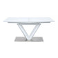 63-86 Inch Dining Table Butterfly Extension Leaf V-Shaped Base White By Casagear Home BM309656