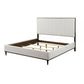 Aren King Bed, Light Gray Fabric Upholstery, Crisp White and Smooth Brown By Casagear Home