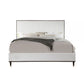 Aren Queen Bed Light Gray Fabric Upholstery Crisp White and Smooth Brown By Casagear Home BM309659