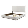 Aren Queen Bed, Light Gray Fabric Upholstery, Crisp White and Smooth Brown By Casagear Home