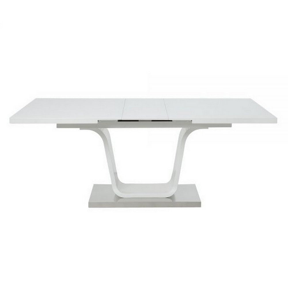 Kami 64-78 Inch Extendable Dining Table Butterfly Leaf U-Shaped White By Casagear Home BM309661