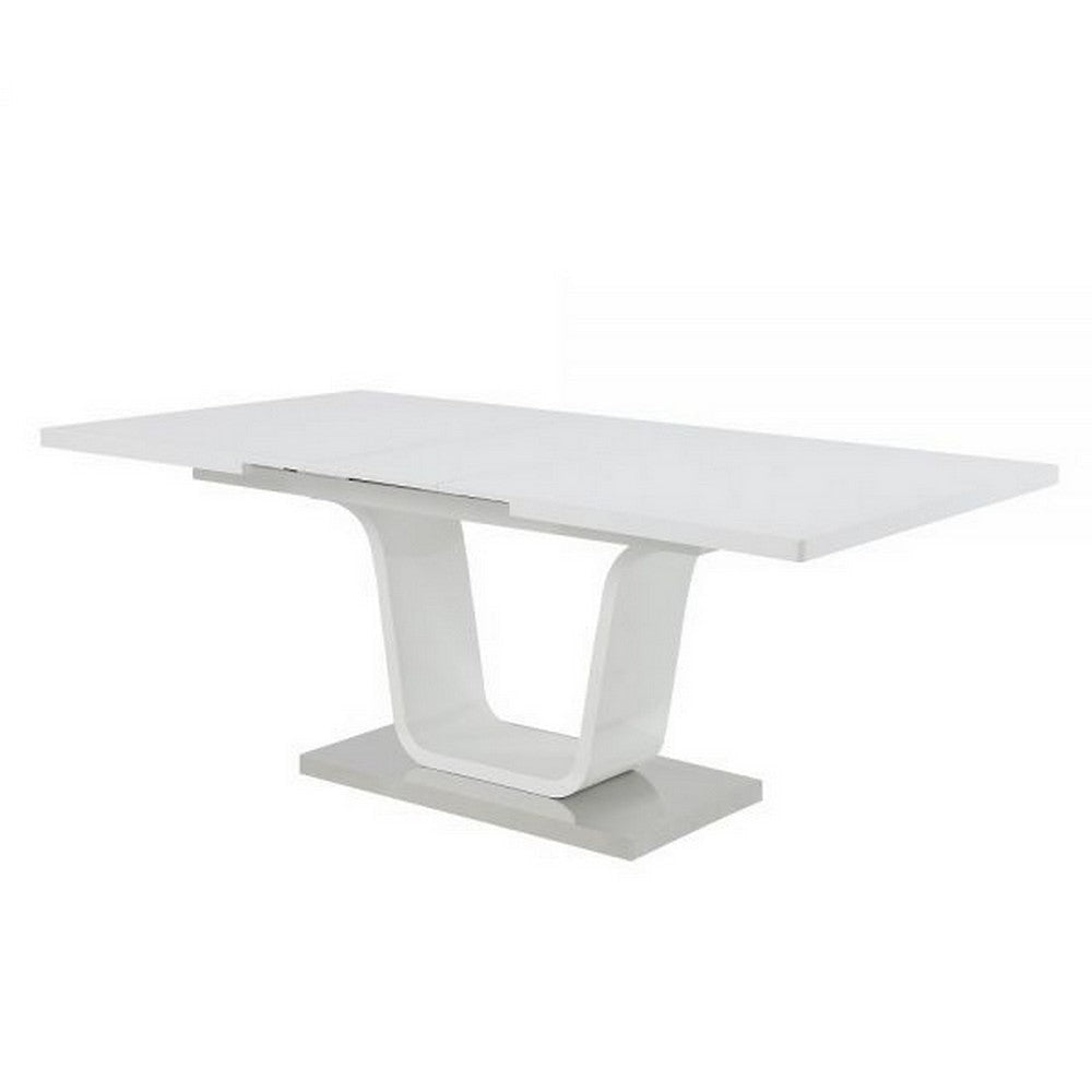 Kami 64-78 Inch Extendable Dining Table Butterfly Leaf U-Shaped White By Casagear Home BM309661