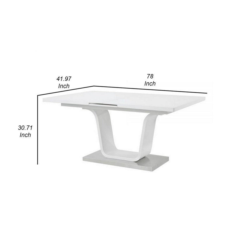 Kami 64-78 Inch Extendable Dining Table Butterfly Leaf U-Shaped White By Casagear Home BM309661