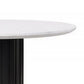 Jerry 54 Inch Dining Table Round Faux Marble Top Black Pedestal Base By Casagear Home BM309662