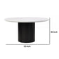 Jerry 54 Inch Dining Table Round Faux Marble Top Black Pedestal Base By Casagear Home BM309662