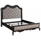 Chery California King Bed, Button Tufted Headboard, Beige Fabric, Black By Casagear Home